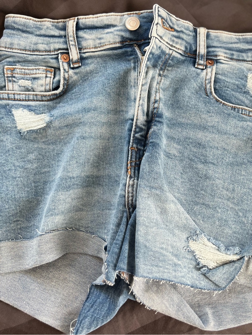 H&M Light Blue Distressed Denim Cutoff Shorts